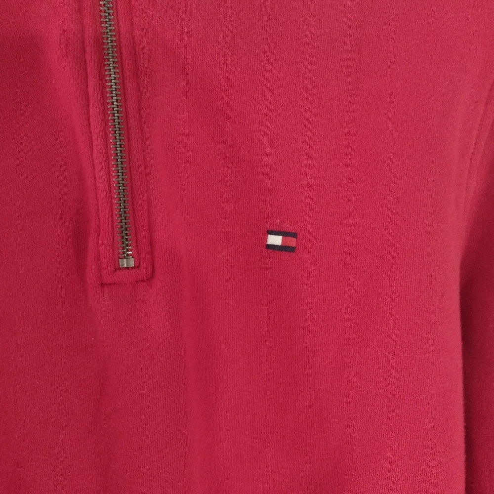 Tommy Hilfiger quarter zip sweatshirt size SMALL red VINTAGE FREE SHIPPING